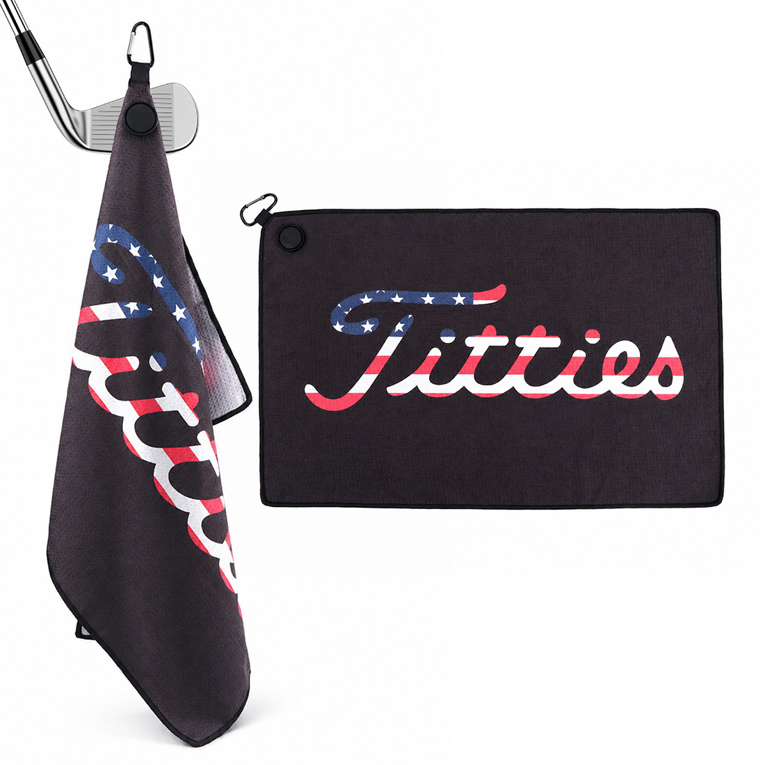Golf Towel Waffle - Ręcznik golfowy z flagą amerykańską, magnetyczny,